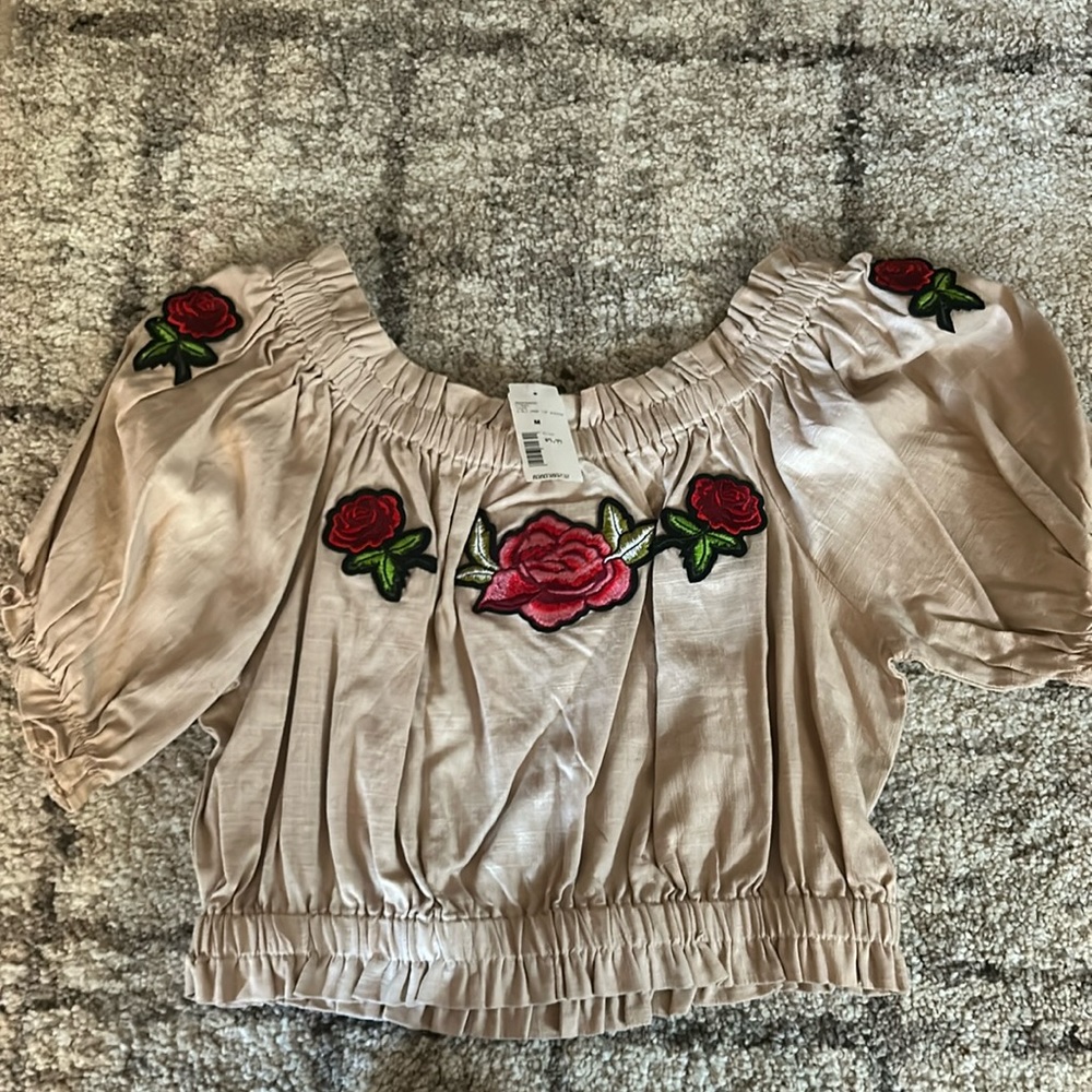 Crop embroidered top - Picture 1 of 3